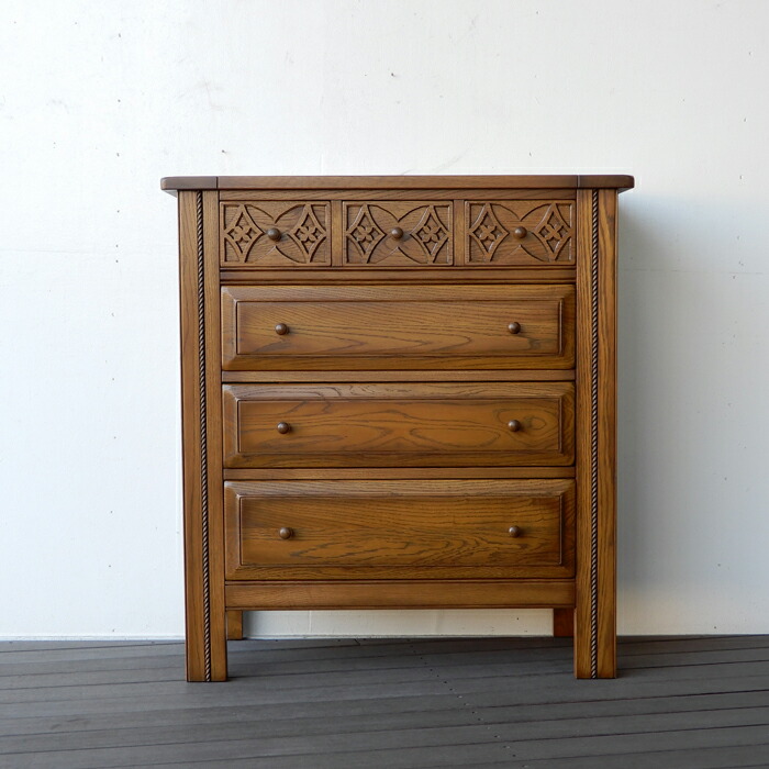楽天市場】チェスト ナラ無垢 おしゃれ 彫刻 幅90 高さ98 日本製 国産