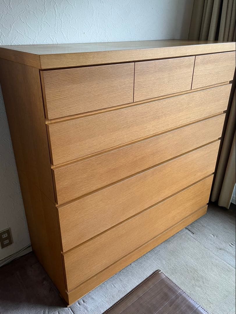 ＊美品＊ 天然木製(ナラ材) タンス 120 ドロワー チェスト 北欧 おしゃれ オーク 楢 ナラ 天然木